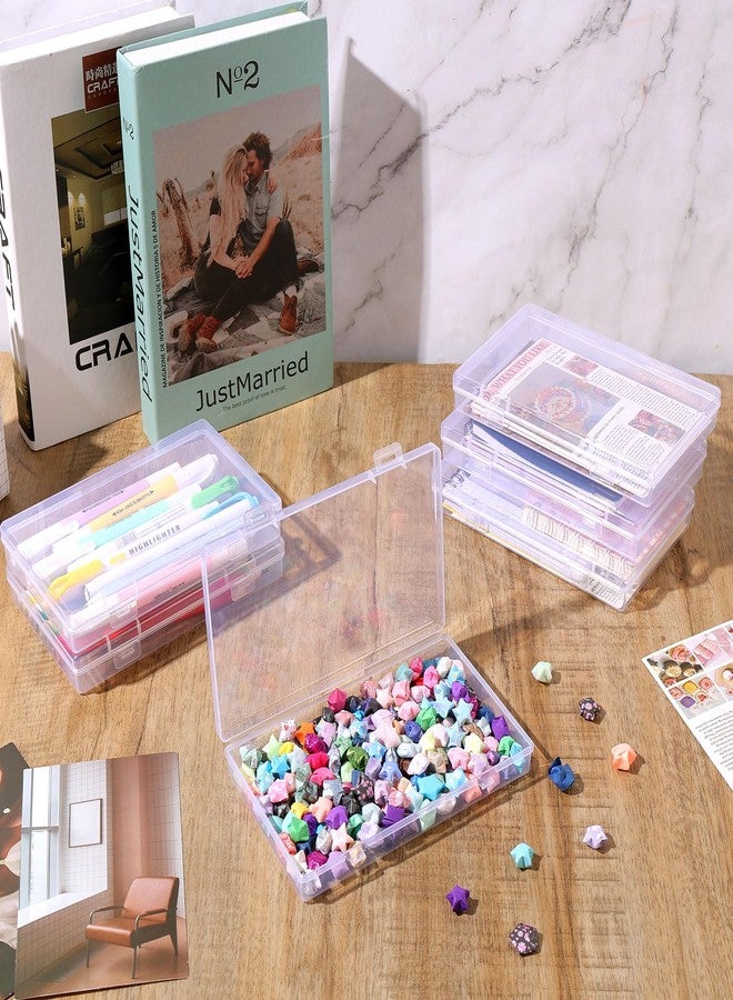 Lemecima 6 Pack Rectangular Clear Plastic Storage Containers Box with Hinged Lid for Beads and Other Small Craft Items (6.9 x 4.2 x 1 inch) - Image 4